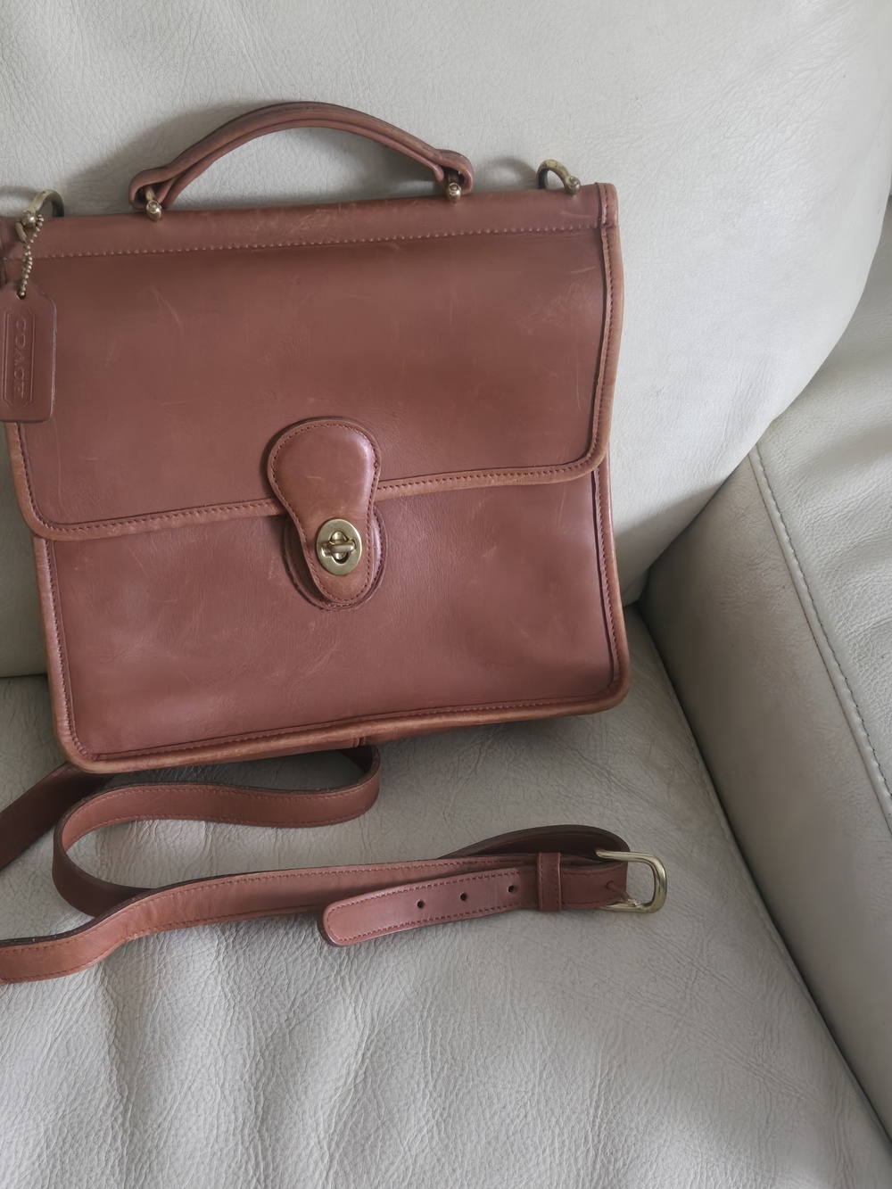 Coach Vintage Brown Leather Briefcase Crossbody 9927 - Picture 10 of 16
